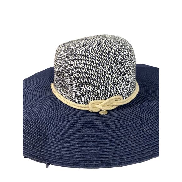 L'Atelier Du Sac Blue Two-Toned Paper Straw Stylish Sun Hat Women - Picture 3 of 7